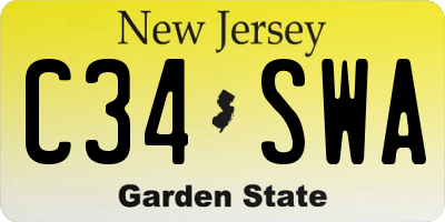 NJ license plate C34SWA