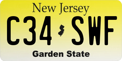 NJ license plate C34SWF