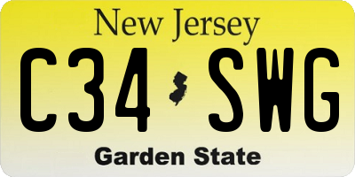 NJ license plate C34SWG