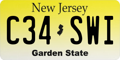 NJ license plate C34SWI
