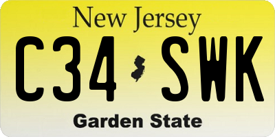 NJ license plate C34SWK