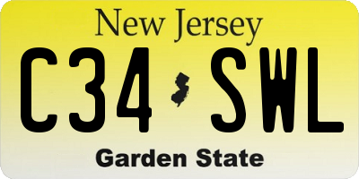 NJ license plate C34SWL