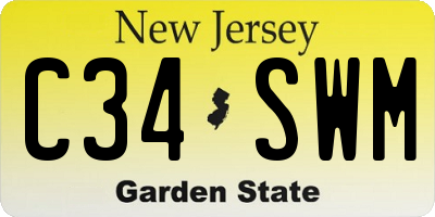 NJ license plate C34SWM