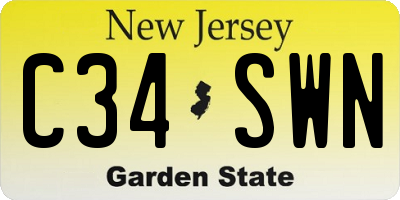 NJ license plate C34SWN
