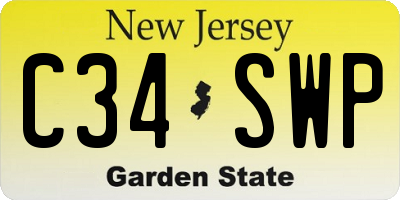 NJ license plate C34SWP