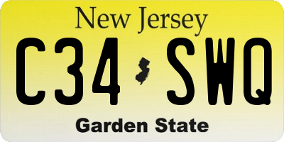 NJ license plate C34SWQ