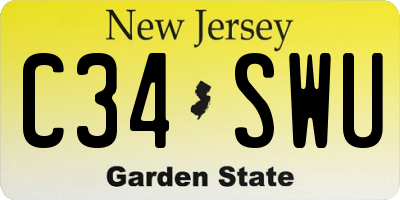 NJ license plate C34SWU