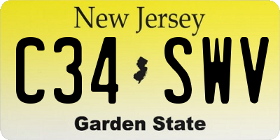 NJ license plate C34SWV
