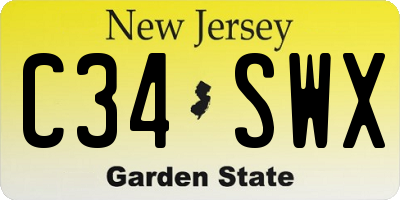 NJ license plate C34SWX