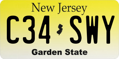 NJ license plate C34SWY