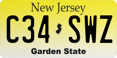 NJ license plate C34SWZ