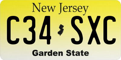 NJ license plate C34SXC