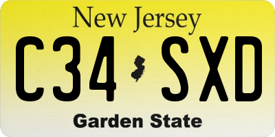 NJ license plate C34SXD