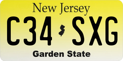 NJ license plate C34SXG