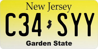 NJ license plate C34SYY