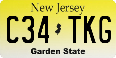 NJ license plate C34TKG