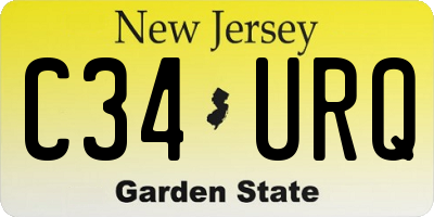 NJ license plate C34URQ