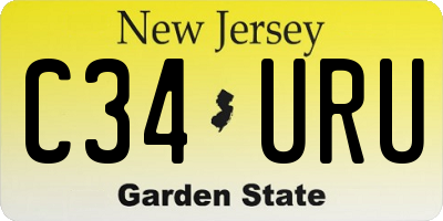 NJ license plate C34URU