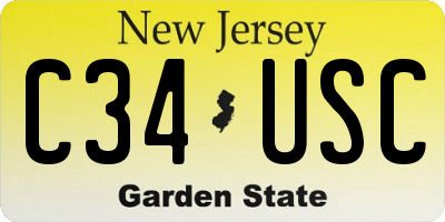 NJ license plate C34USC