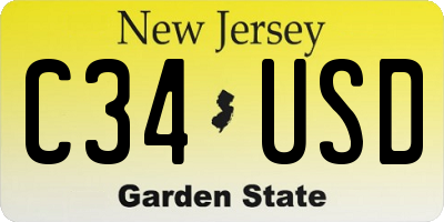 NJ license plate C34USD