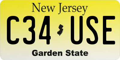NJ license plate C34USE
