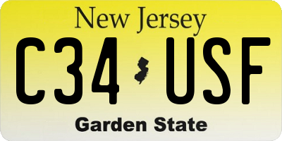NJ license plate C34USF