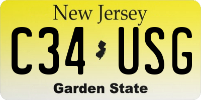 NJ license plate C34USG