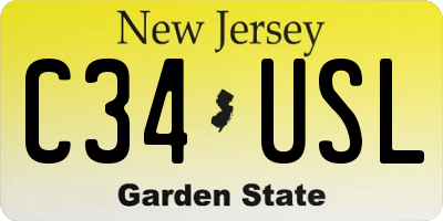 NJ license plate C34USL