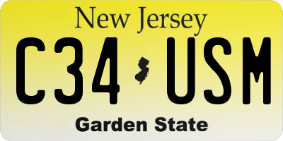 NJ license plate C34USM