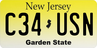 NJ license plate C34USN
