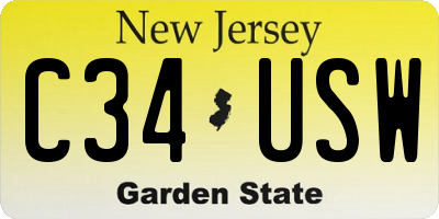 NJ license plate C34USW