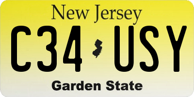 NJ license plate C34USY