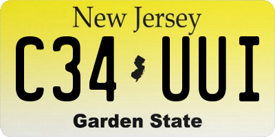 NJ license plate C34UUI