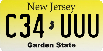 NJ license plate C34UUU