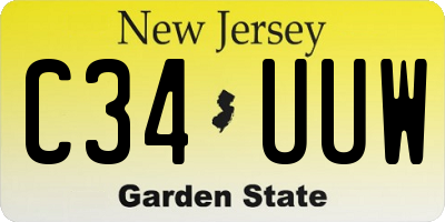 NJ license plate C34UUW