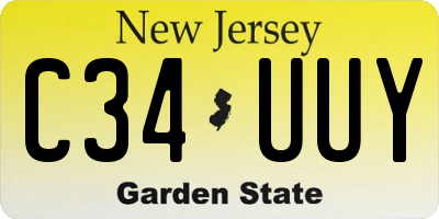 NJ license plate C34UUY