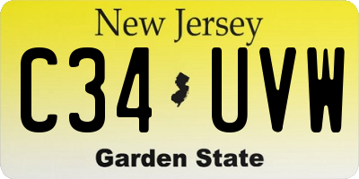 NJ license plate C34UVW