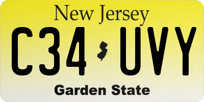 NJ license plate C34UVY