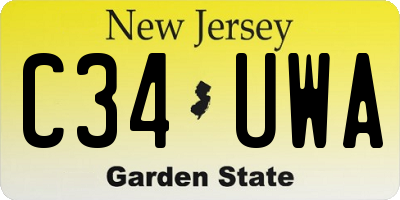 NJ license plate C34UWA