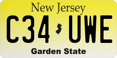 NJ license plate C34UWE