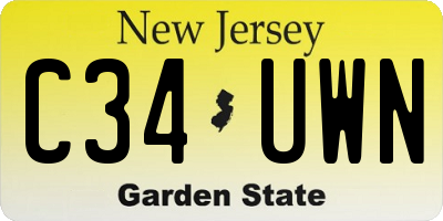 NJ license plate C34UWN