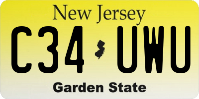 NJ license plate C34UWU