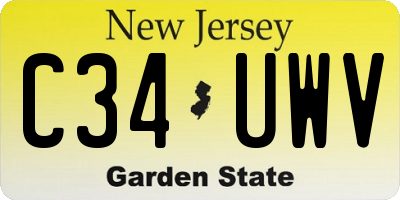 NJ license plate C34UWV