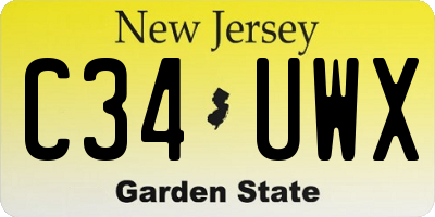 NJ license plate C34UWX