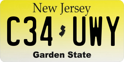 NJ license plate C34UWY