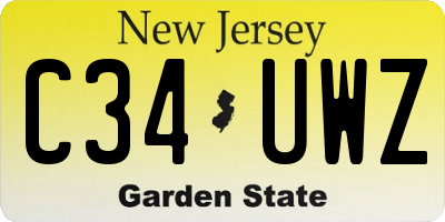 NJ license plate C34UWZ