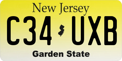 NJ license plate C34UXB