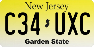 NJ license plate C34UXC