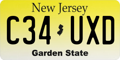 NJ license plate C34UXD