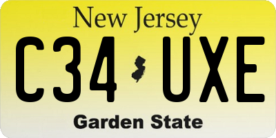 NJ license plate C34UXE